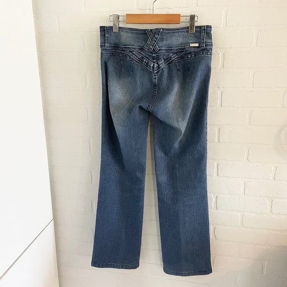 Vintage Y2K Denim Jeans Kansas Mid Rise Dark/Mid Wash Blue Cotton blend Sz 32 - Picture 11 of 14